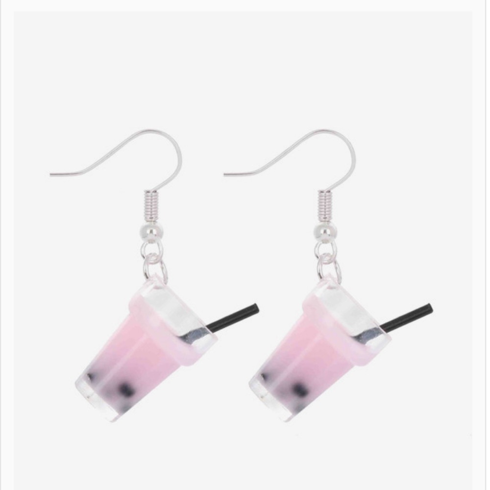 Pink boba dangle earrings